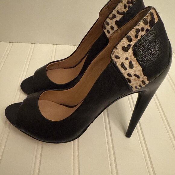 LAMB Black Dora Stiletto Peep Toe Heels - Picture 3 of 9